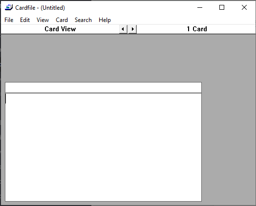 Screenshot of cardfile.exe running in Windows 10